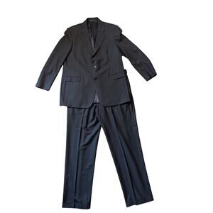 Brooks Brothers 346 Mens 46L W38 L33 Charcoal Gray Pinstripe Wool Blend Suit 2Pc